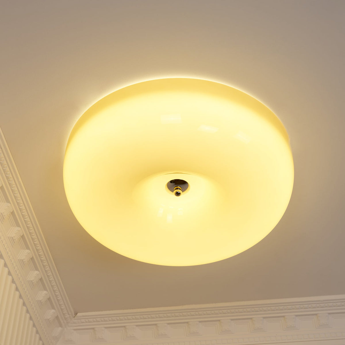 Glazen Plafondlamp met LED Verlichting Warm of Koel Wit Beige Chroom voor Woonkamer Slaapkamer Hal Eetkamer | Sulvida