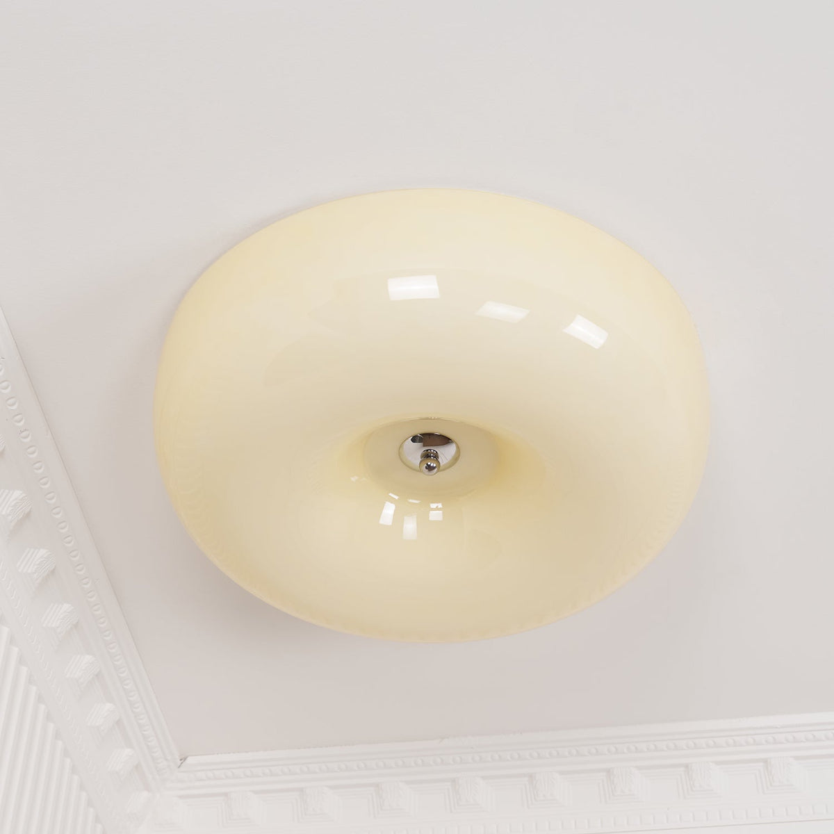 Glazen Plafondlamp met LED Verlichting Warm of Koel Wit Beige Chroom voor Woonkamer Slaapkamer Hal Eetkamer | Sulvida