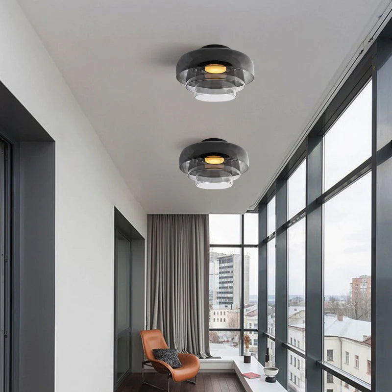 Glazen Plafondlamp Gelaagd Design Meerdere Formaten Warm Wit LED Licht Eetkamer Woonkamer Keuken Slaapkamer | Sulvida