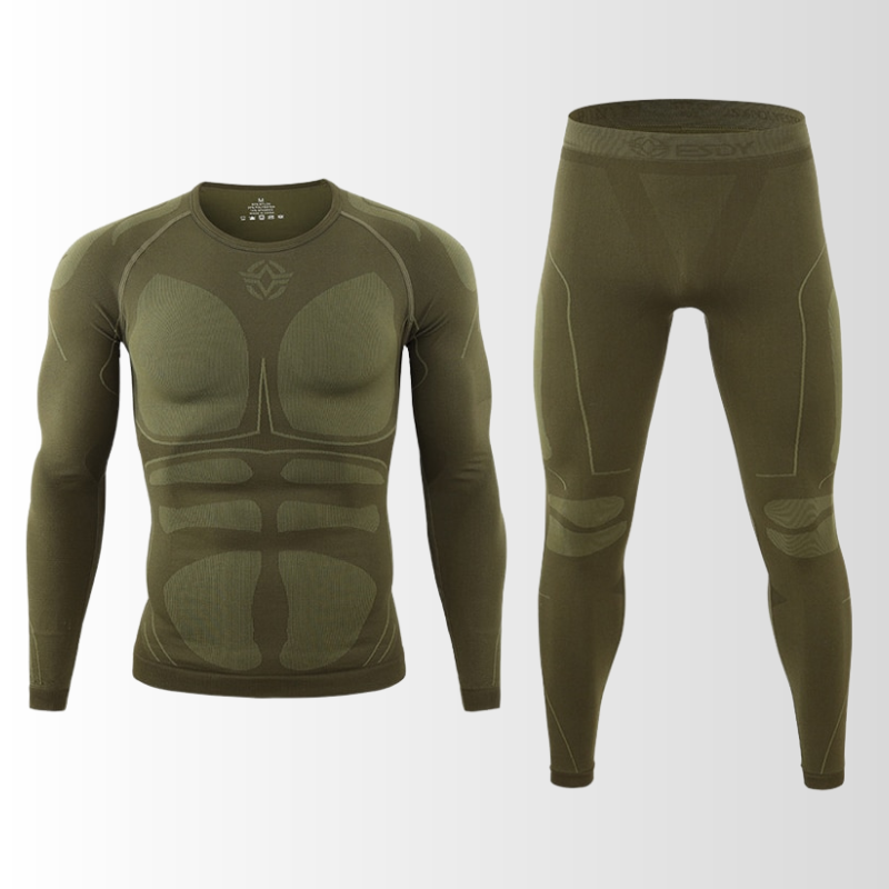 Sous-vêtement thermique pour homme Noir Vert foncé Gris Sans couture Respirant Chaud Ensemble sous-vêtement de sport d’hiver première couche | Sulvida