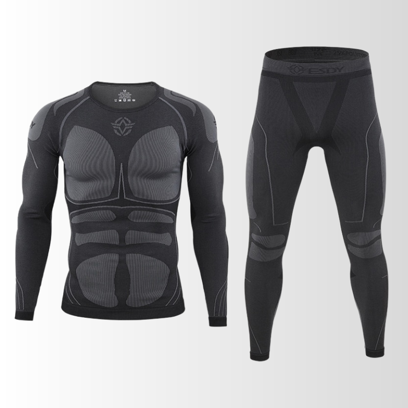 Sous-vêtement thermique pour homme Noir Vert foncé Gris Sans couture Respirant Chaud Ensemble sous-vêtement de sport d’hiver première couche | Sulvida