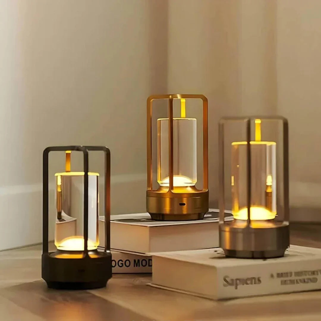 Draadloze tafellamp met kristalglas dimbaar touch oplaadbaar sfeerverlichting interieur batterij LED | Sulvida