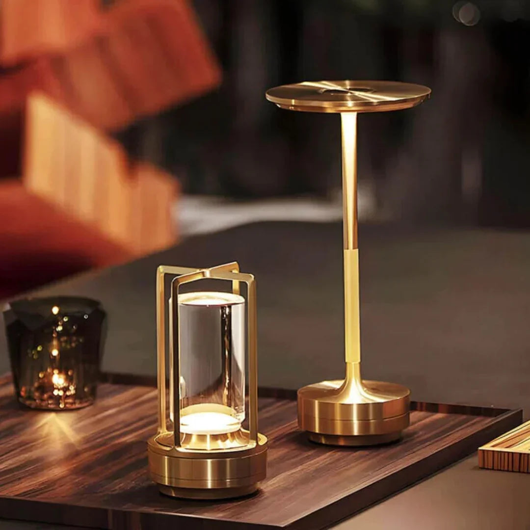 Draadloze tafellamp met kristalglas dimbaar touch oplaadbaar sfeerverlichting interieur batterij LED | Sulvida