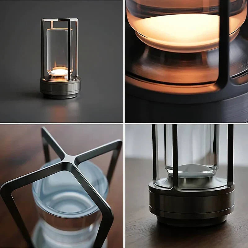 Draadloze tafellamp met kristalglas dimbaar touch oplaadbaar sfeerverlichting interieur batterij LED | Sulvida