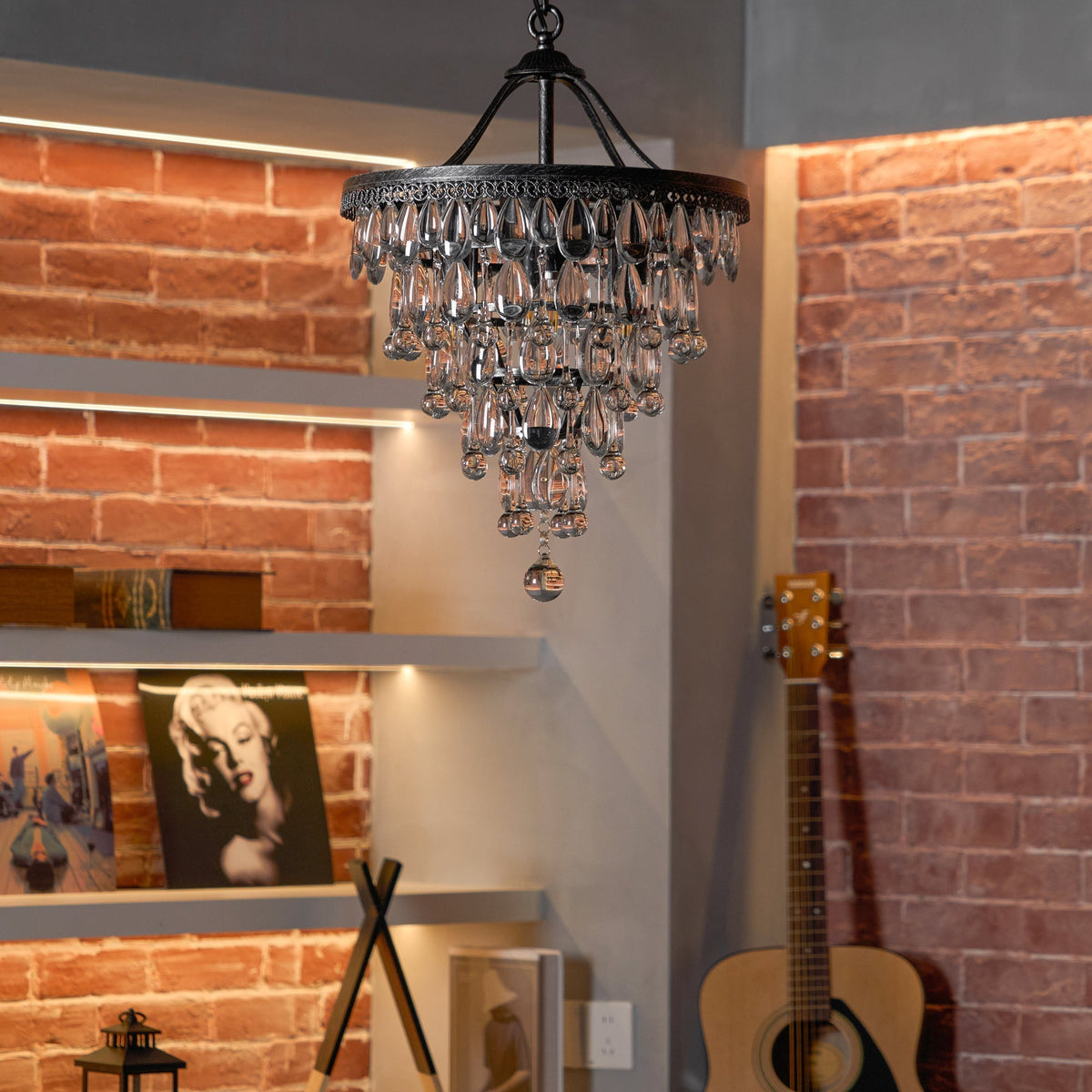 Kristallen Kroonluchter met Ijzeren Armen – Antiek Brons Vintage Plafondlamp voor Woonkamer Eetkamer | Sulvida