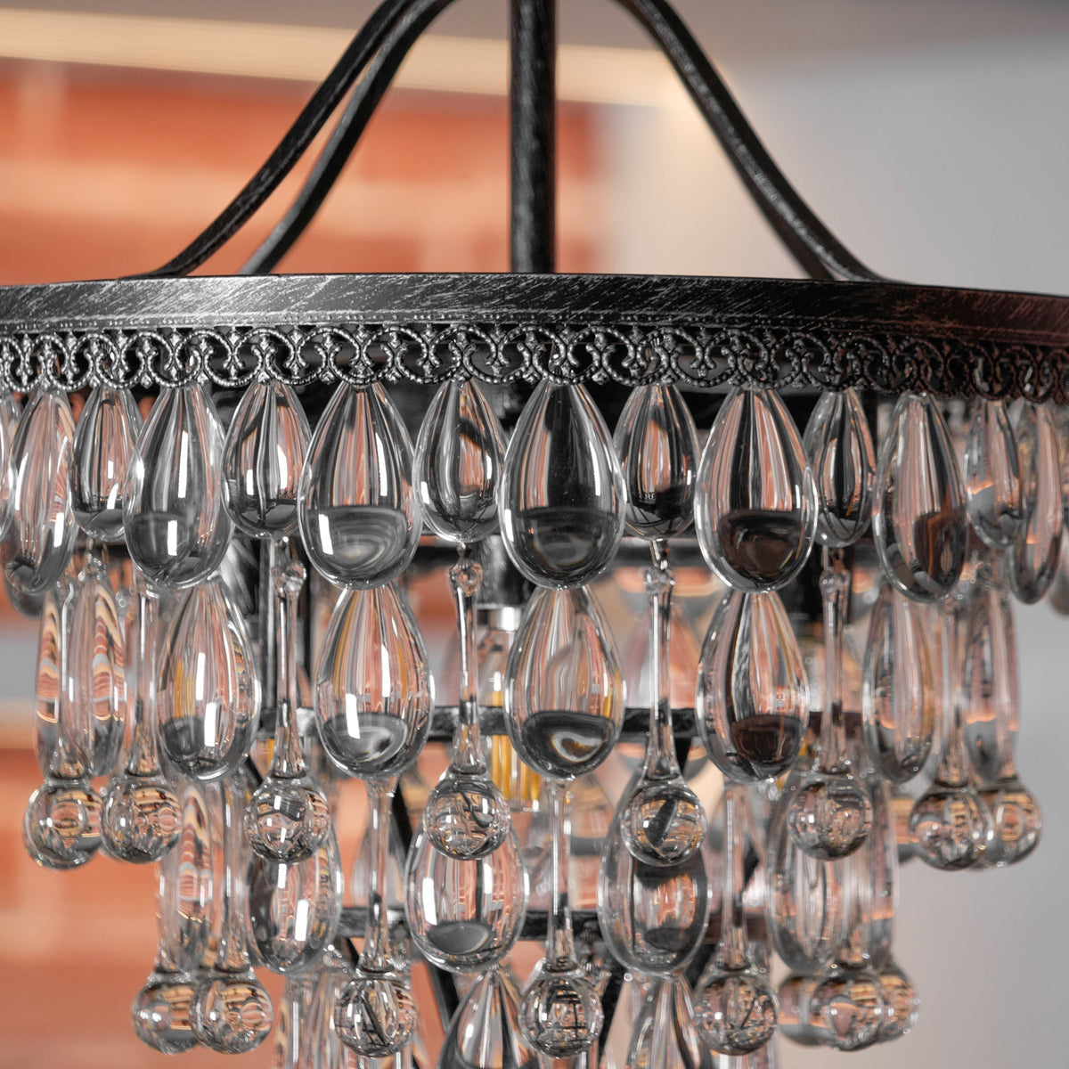 Kristallen Kroonluchter met Ijzeren Armen – Antiek Brons Vintage Plafondlamp voor Woonkamer Eetkamer | Sulvida