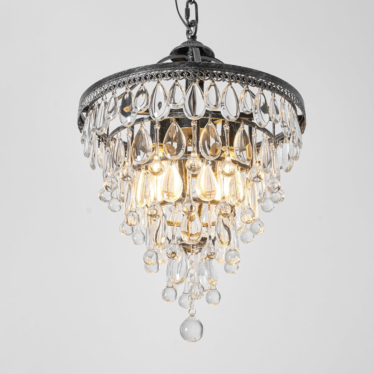 Kristallen Kroonluchter met Ijzeren Armen – Antiek Brons Vintage Plafondlamp voor Woonkamer Eetkamer | Sulvida