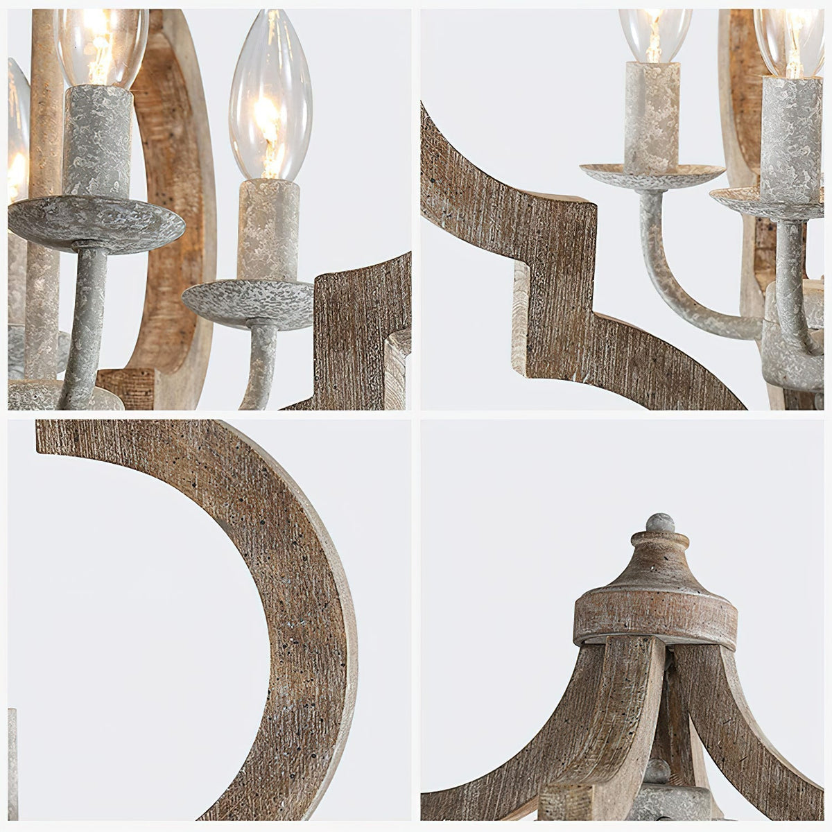 Houten kroonluchter 4 lichts rustiek gerecycled hout hanglamp vintage industrieel woonkamer eetkamer | Sulvida