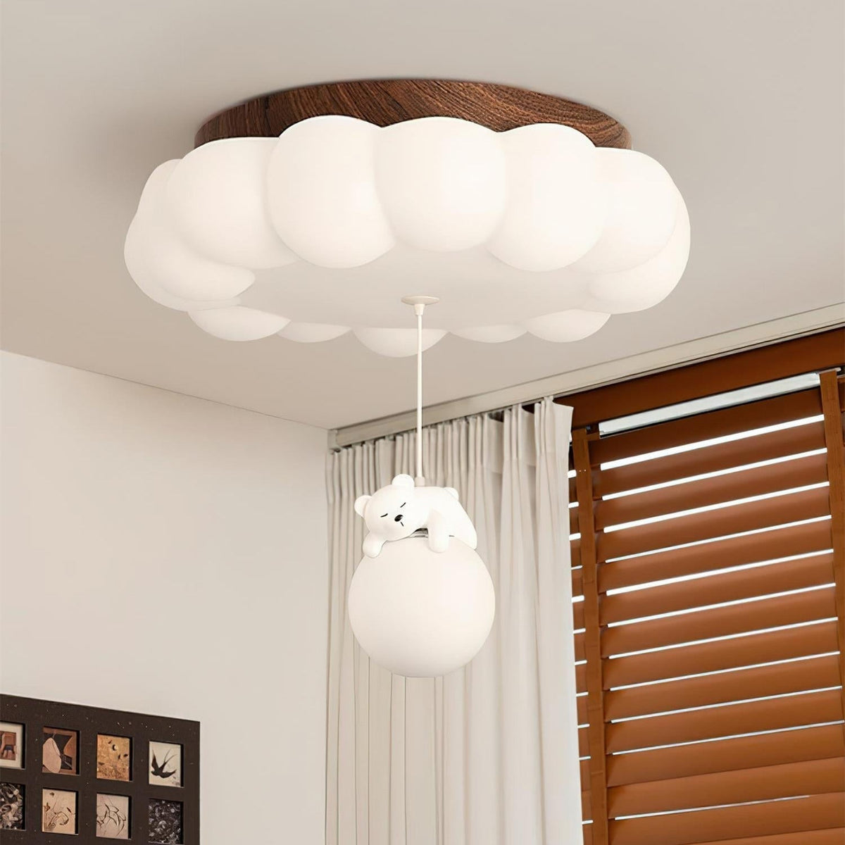 Plafondlamp Beertje Wolk Kinderkamer Acryl LED Warm Licht Speels Design Babykamer Inbouw 50cm Moderne Sfeer | Sulvida