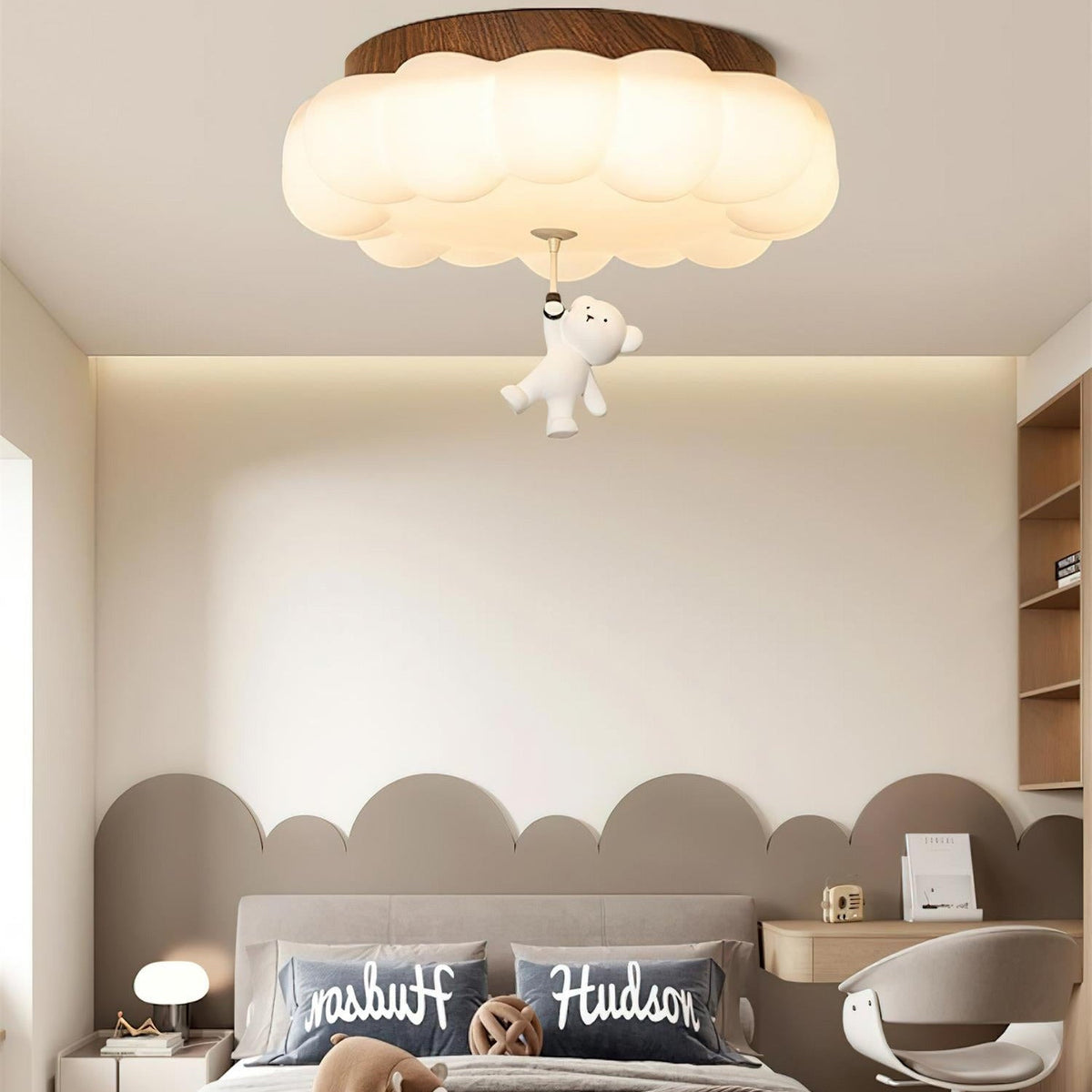 Plafondlamp Beertje Wolk Kinderkamer Acryl LED Warm Licht Speels Design Babykamer Inbouw 50cm Moderne Sfeer | Sulvida