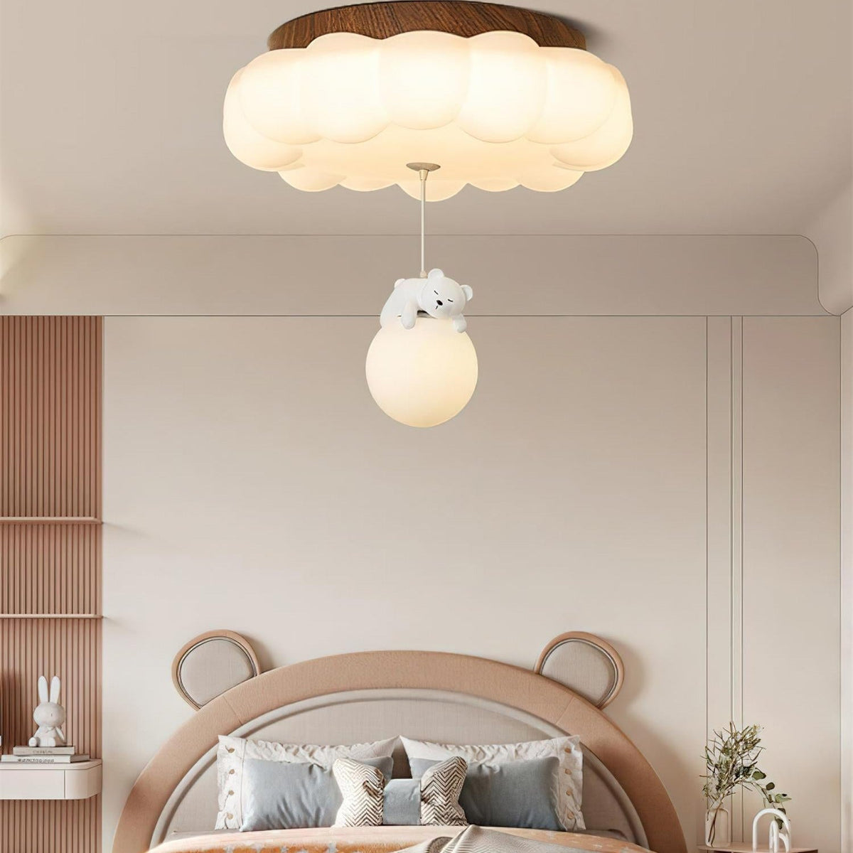 Plafondlamp Beertje Wolk Kinderkamer Acryl LED Warm Licht Speels Design Babykamer Inbouw 50cm Moderne Sfeer | Sulvida