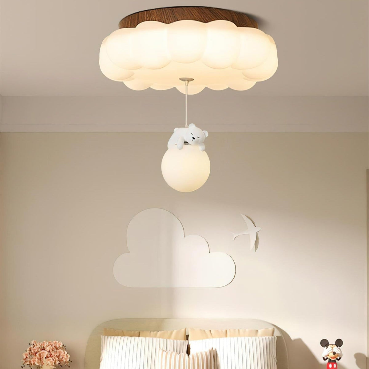 Plafondlamp Beertje Wolk Kinderkamer Acryl LED Warm Licht Speels Design Babykamer Inbouw 50cm Moderne Sfeer | Sulvida