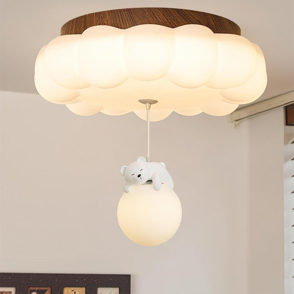 Plafondlamp Beertje Wolk Kinderkamer Acryl LED Warm Licht Speels Design Babykamer Inbouw 50cm Moderne Sfeer | Sulvida