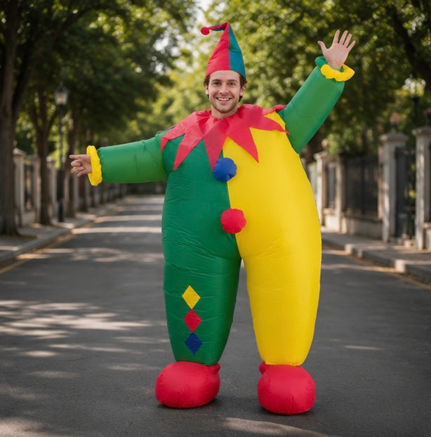 Opblaasbaar Clownskostuum met Luchtpomp Feestoutfit Entertainment Volwassenen Carnaval Party Verkleedkleding | Sulvida