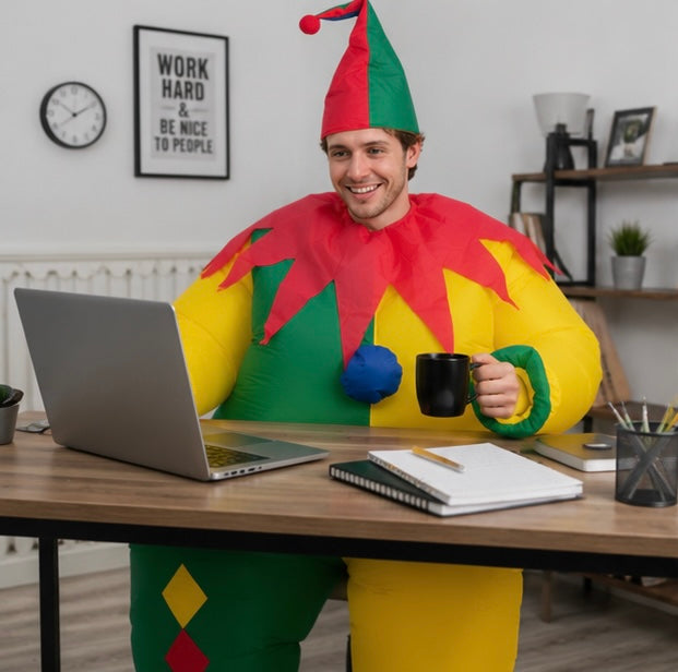 Opblaasbaar Clownskostuum met Luchtpomp Feestoutfit Entertainment Volwassenen Carnaval Party Verkleedkleding | Sulvida