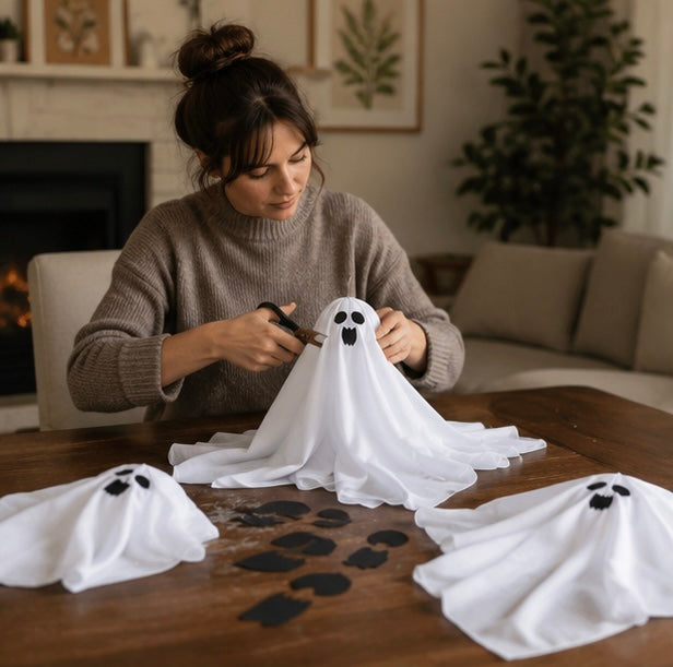 Hangende Spookfiguren Set van 3 Stuks Wit Gaas Halloween Decoratie Binnen & Buiten Griezelversiering | Sulvida