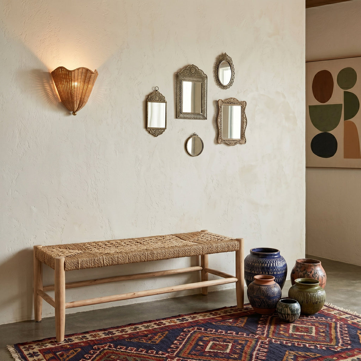 Wandlamp Rotan Natuurlijk Bruin E27 Wandverlichting Sfeervol Binnenruimte Woonkamer Bohemian Stijl Slaapkamer | Sulvida