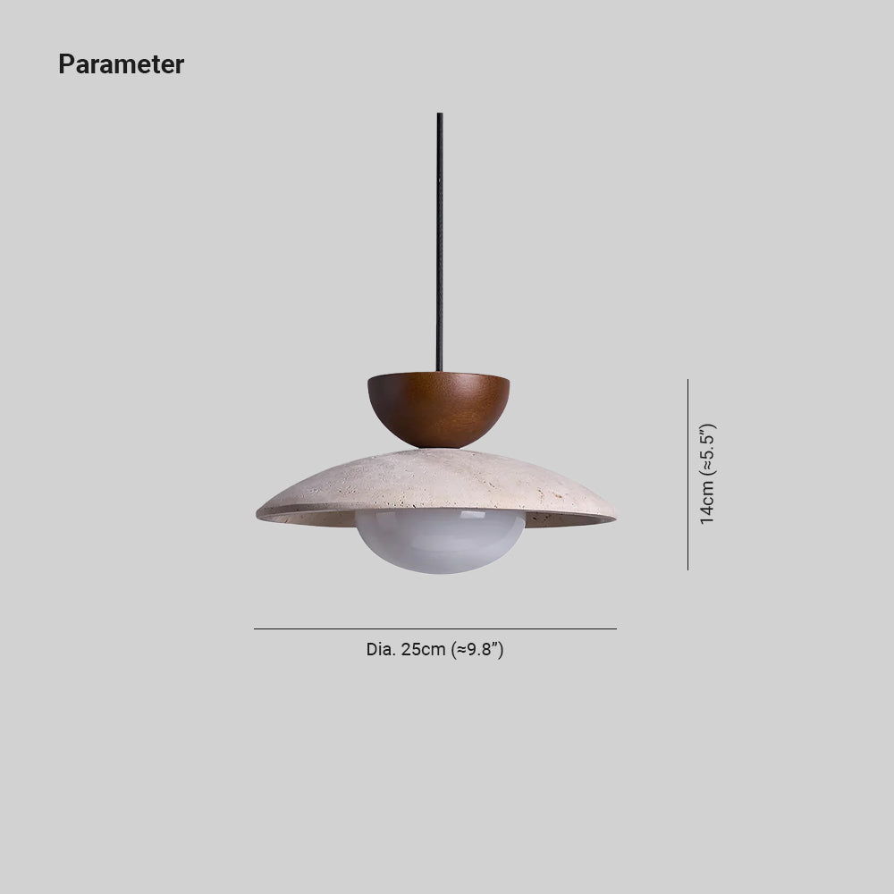 Hanglamp met Travertijn en Hout - Natuurlijke Sfeerverlichting voor Eetkamer Entree Woonkamer en Keuken | Sulvida