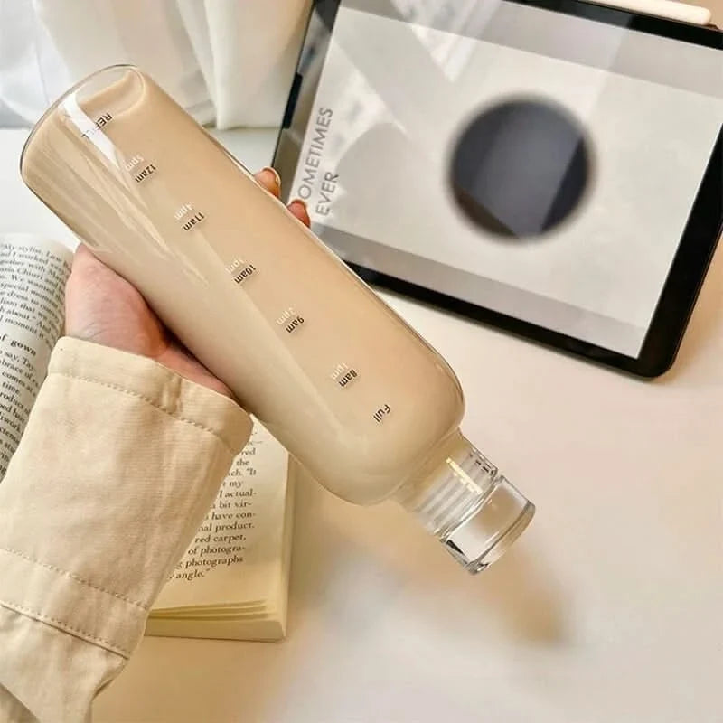Drinkfles met Tijdmarkeringen 500ml en 700ml Transparant Zwart BPA-vrij Lekvrij Water Tracker Sport Hydratatie | Sulvida