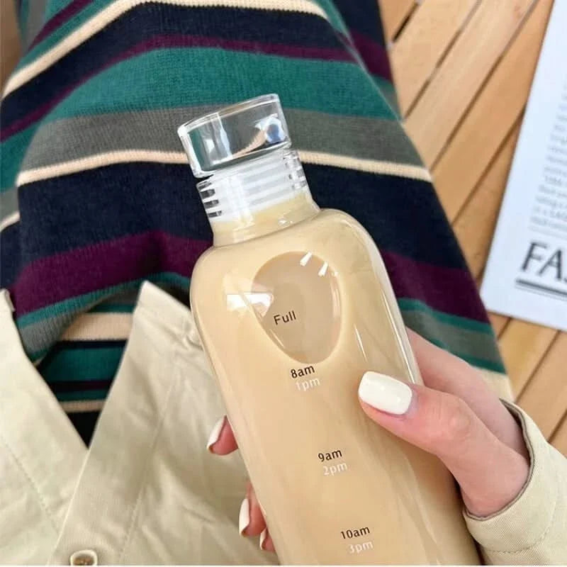 Drinkfles met Tijdmarkeringen 500ml en 700ml Transparant Zwart BPA-vrij Lekvrij Water Tracker Sport Hydratatie | Sulvida