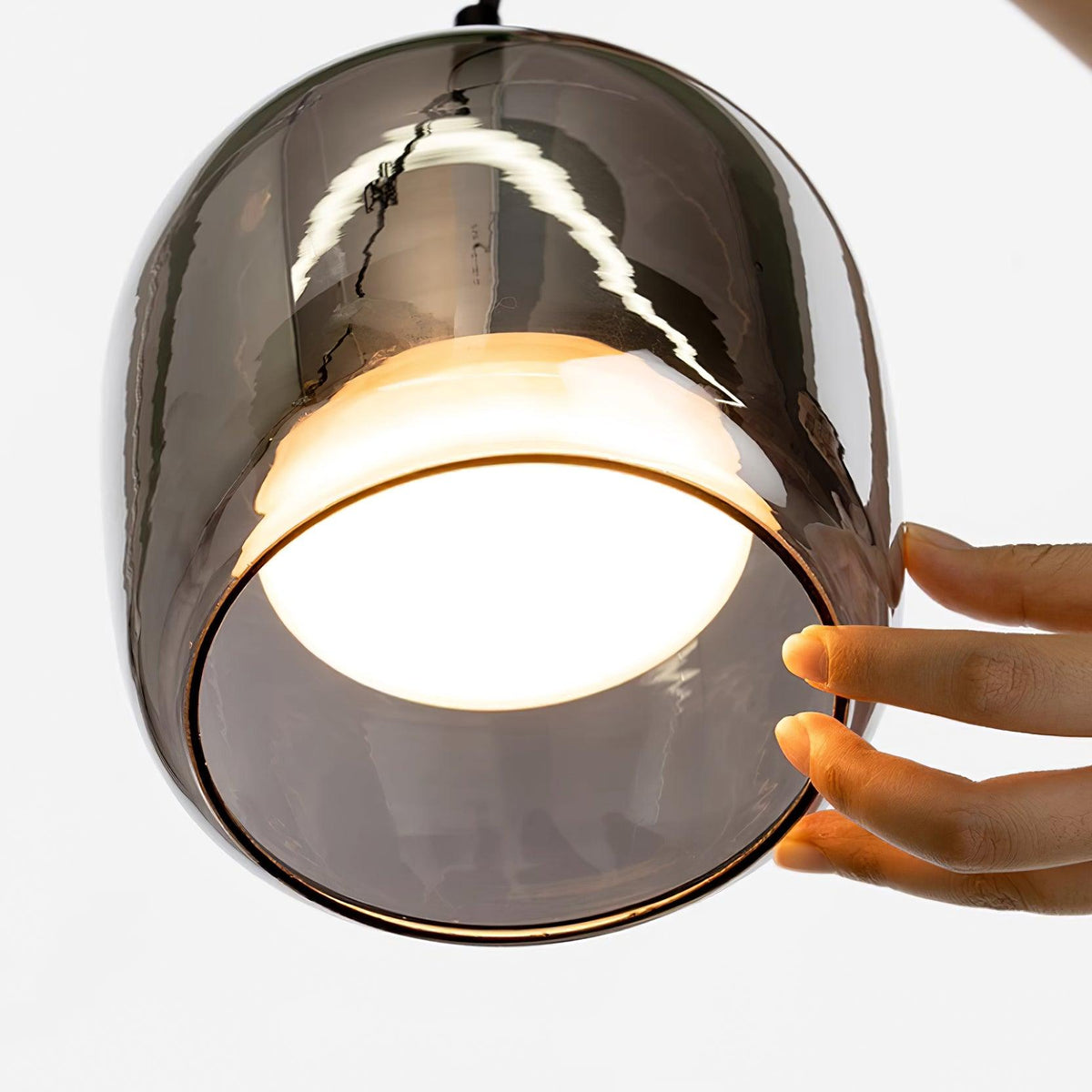 Rookgrijze glazen hanglamp met dimfunctie voor woonkamer eetkamer en slaapkamer industriële sfeerverlichting | Sulvida