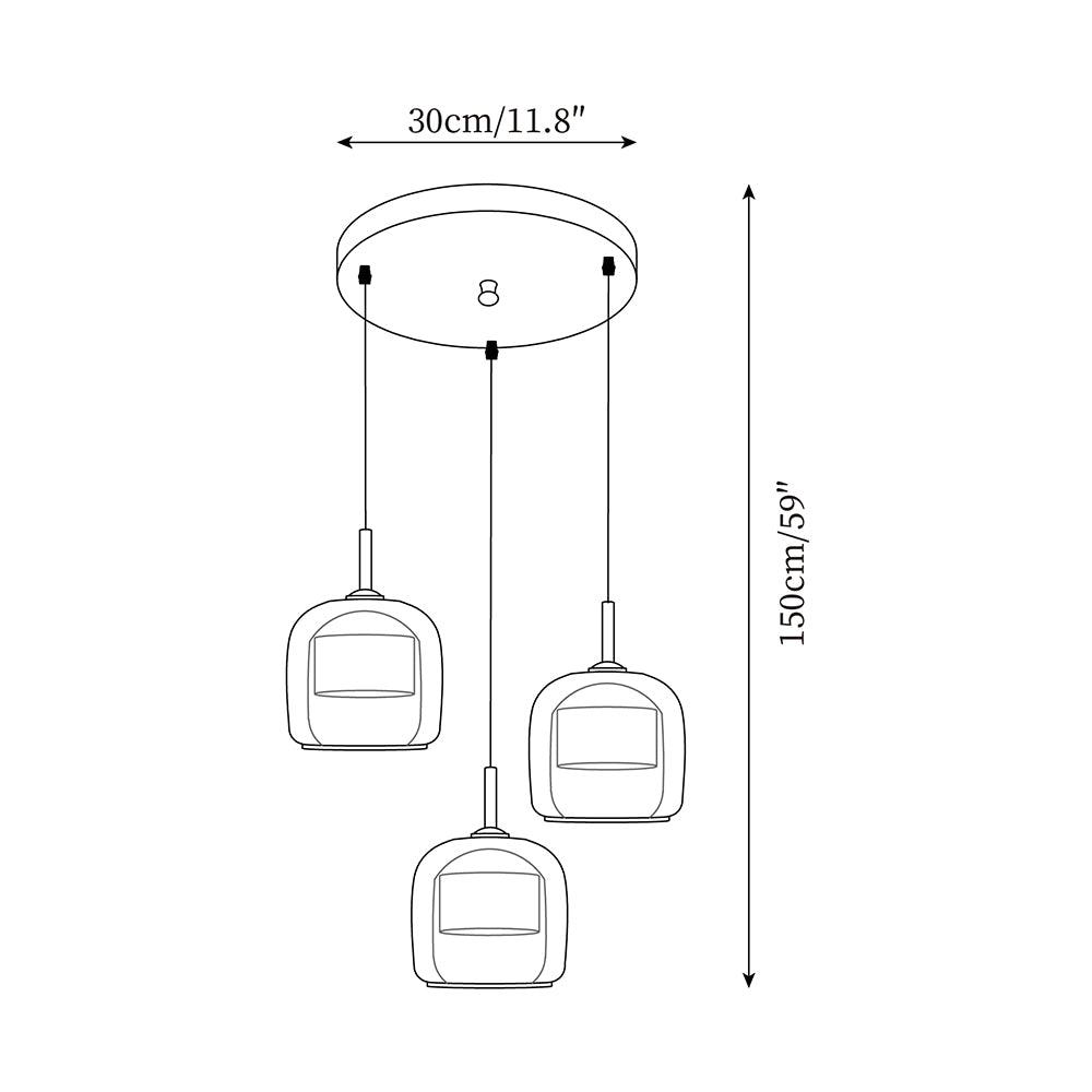 Rookgrijze glazen hanglamp met dimfunctie voor woonkamer eetkamer en slaapkamer industriële sfeerverlichting | Sulvida