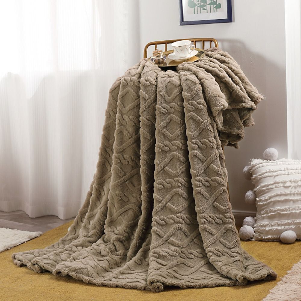 3D Fleece Plaid met Luxe Structuur Zachte Deken voor Bed Bank Woonkamer Wol-Effect Textuur Decoratief Slaapkamer | Sulvida
