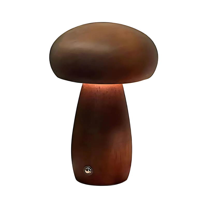 Paddenstoellamp in Lichtbruin en Donkerbruin – Natuurlijk Houten Nachtlampje met Stemmingsvol Warm Licht – Klein en Groot Model – Sfeerlamp voor Slaapkamer Kinderkamer | Sulvida