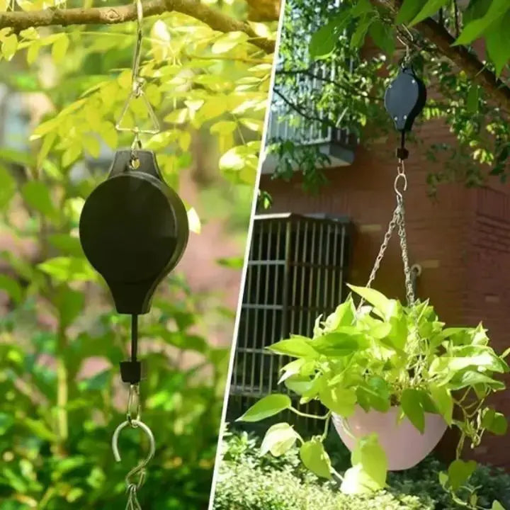 Verstelbaar hangset voor planten 90cm koord kunststof en staal katrol zwart wit binnenophangsysteem plantenhanger | Sulvida