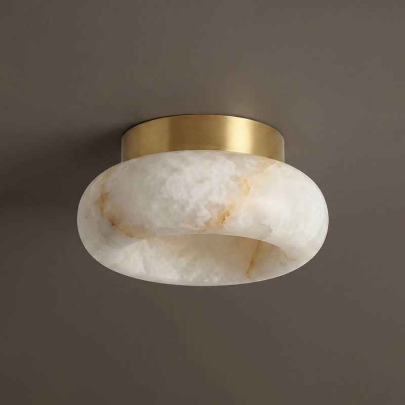 Plafondlamp Messing & Albast LED Rond Wit Verlichting voor Woonkamer Slaapkamer Entree Hal Modern Klassiek | Sulvida