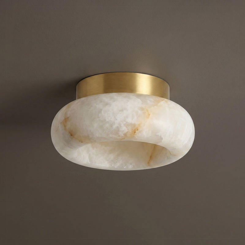 Plafondlamp Messing & Albast LED Rond Wit Verlichting voor Woonkamer Slaapkamer Entree Hal Modern Klassiek | Sulvida
