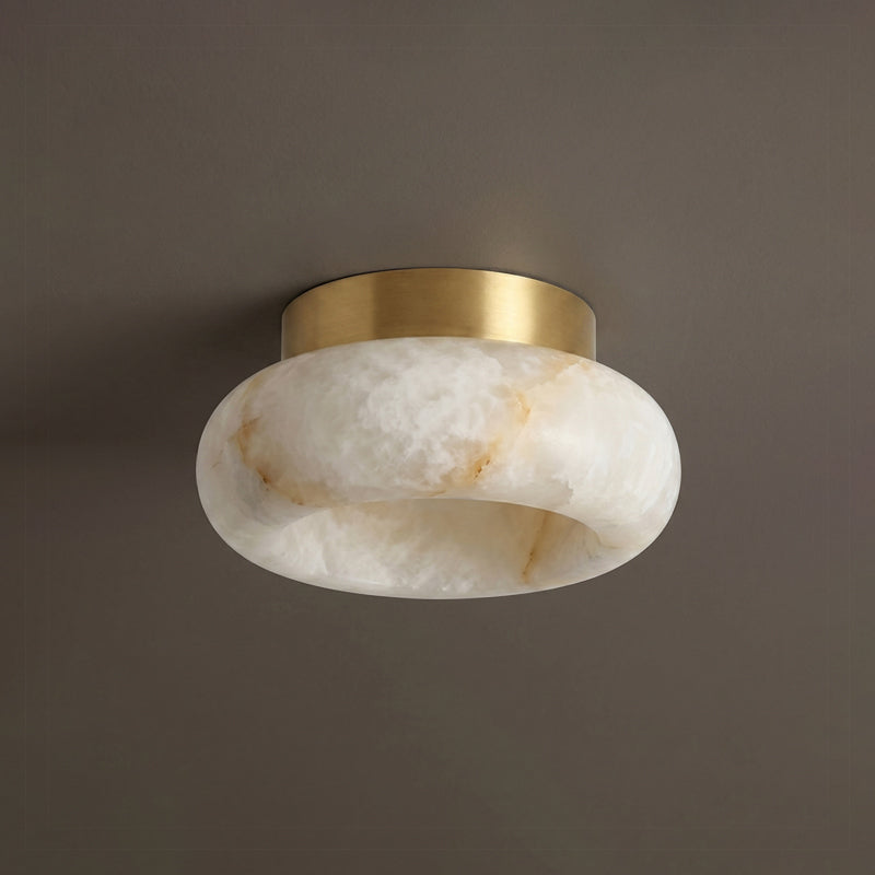 Plafondlamp Messing & Albast LED Rond Wit Verlichting voor Woonkamer Slaapkamer Entree Hal Modern Klassiek | Sulvida