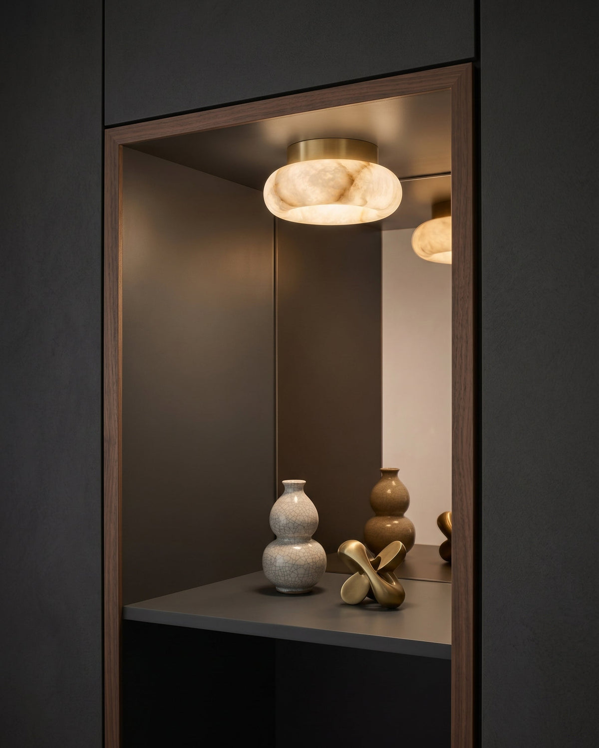 Plafondlamp Messing & Albast LED Rond Wit Verlichting voor Woonkamer Slaapkamer Entree Hal Modern Klassiek | Sulvida