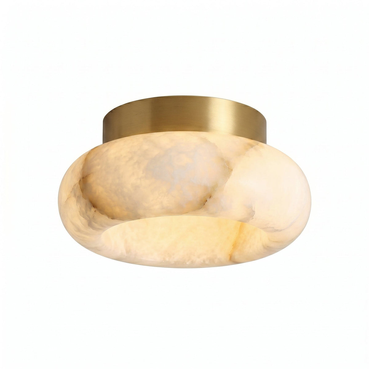 Plafondlamp Messing & Albast LED Rond Wit Verlichting voor Woonkamer Slaapkamer Entree Hal Modern Klassiek | Sulvida