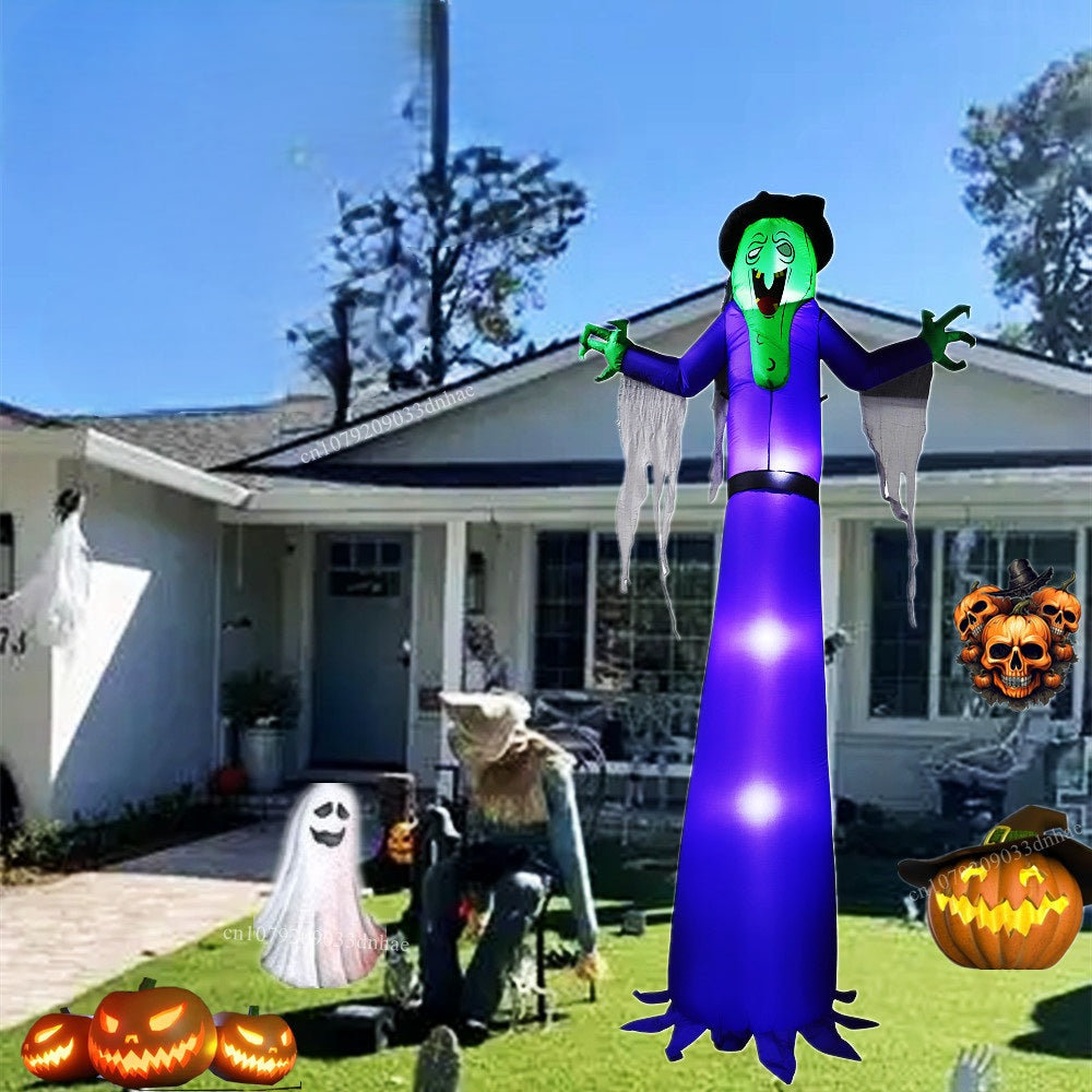 Opblaasbare Halloween Decoratie met LED Verlichting – Heks en Varken Tuindecoratie voor Tuin en Feest | Sulvida