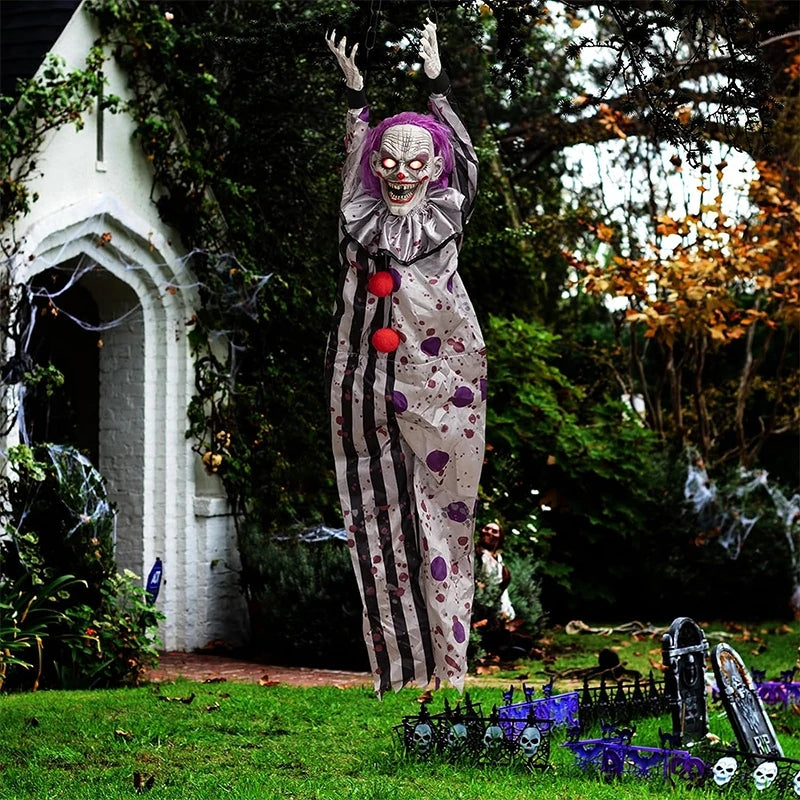 Hangende Spookclown met Geluidsactivatie Lichteffecten Halloween Decoratie Feest Horror Accessoire Interieur | Sulvida