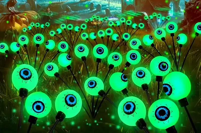 Decoratieve Tuinlampjes Oogbol 6 Koppen op Zonne-energie Padverlichting voor Tuin Terras en Halloween Feest | Sulvida
