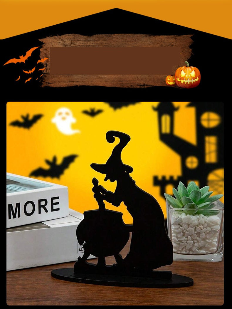 Houten Halloween Heks met Kat Figuur – Decoratieve Apotheek Ornament Herfstdecoratie voor Feestelijke Sfeer | Sulvida