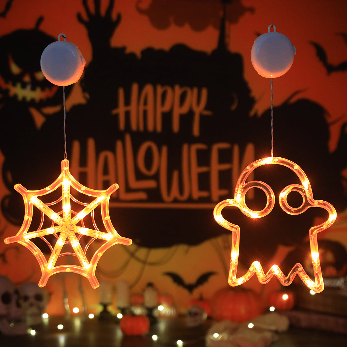 LED Lichtsnoer Halloween Decoratie met Vleermuizen en Spoken – Sfeervol Feestverlichting op Batterijen | Sulvida
