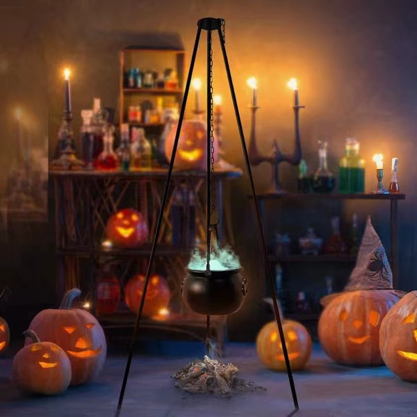Grote Heksenketel met Driepoot Halloween Decoratie Verlicht Snoepschaal Tuindecoratie 130 cm Feestdecoratie | Sulvida