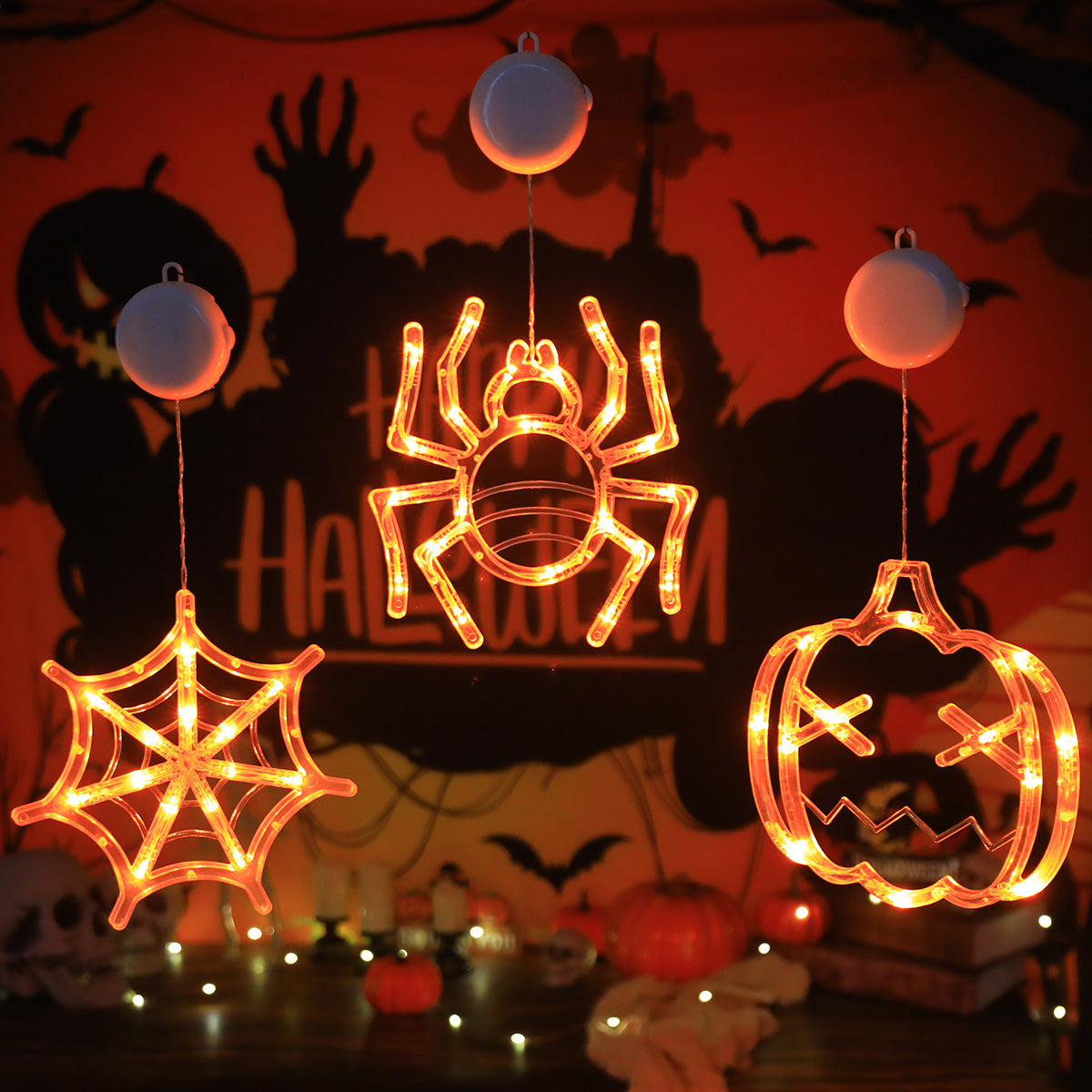 LED Lichtsnoer Halloween Decoratie met Vleermuizen en Spoken – Sfeervol Feestverlichting op Batterijen | Sulvida