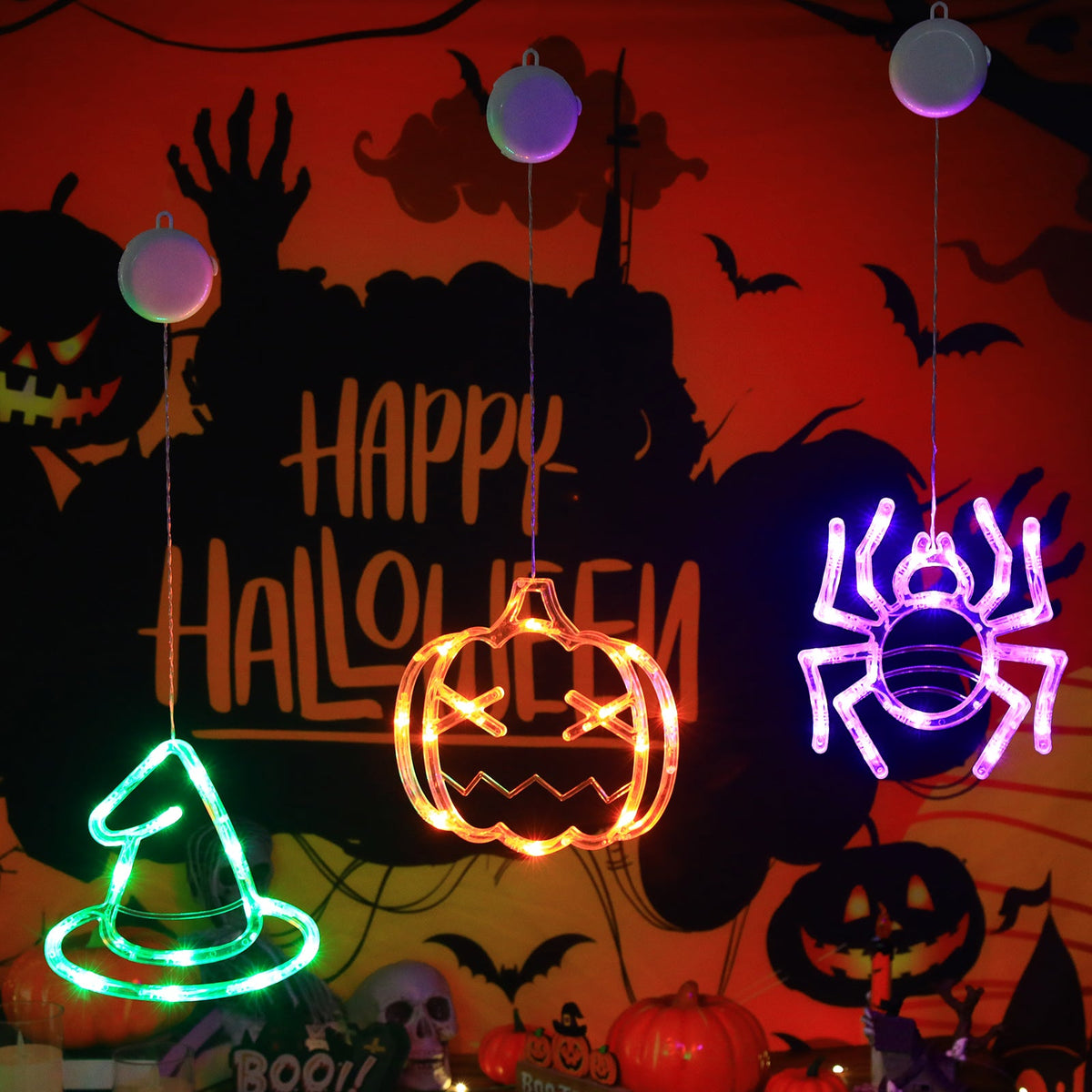 LED Lichtsnoer Halloween Decoratie met Vleermuizen en Spoken – Sfeervol Feestverlichting op Batterijen | Sulvida