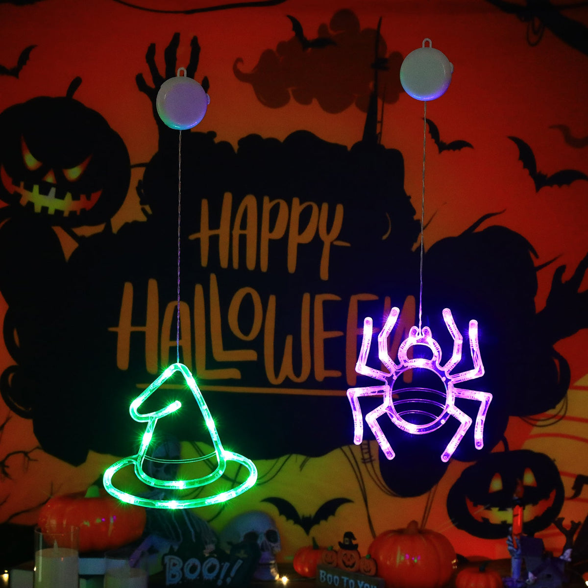 LED Lichtsnoer Halloween Decoratie met Vleermuizen en Spoken – Sfeervol Feestverlichting op Batterijen | Sulvida