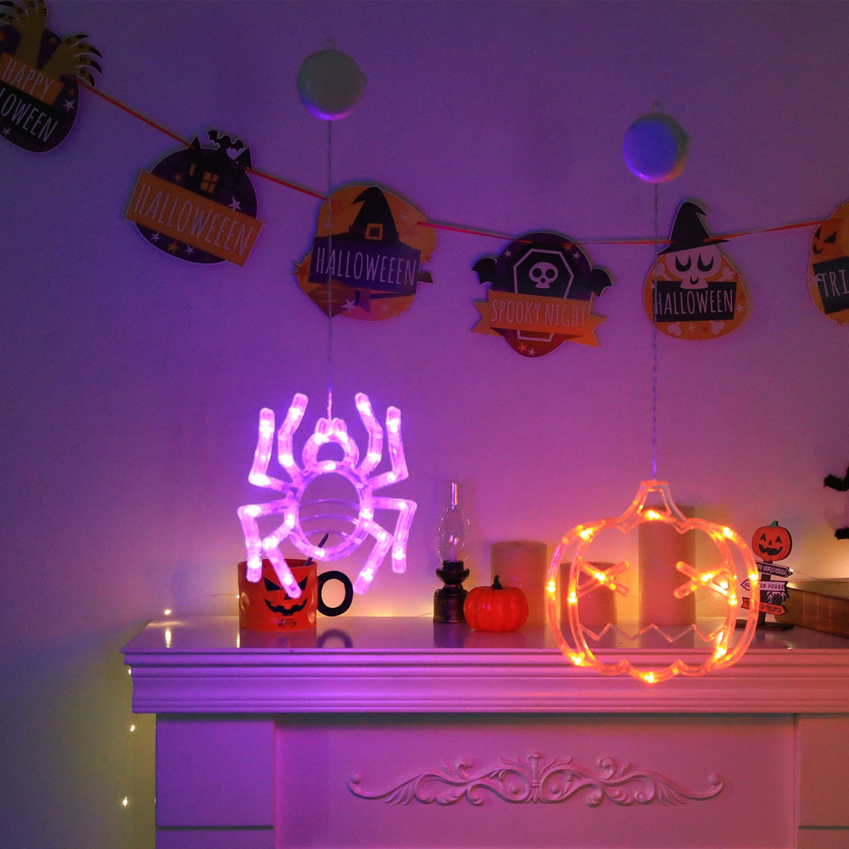 LED Lichtsnoer Halloween Decoratie met Vleermuizen en Spoken – Sfeervol Feestverlichting op Batterijen | Sulvida