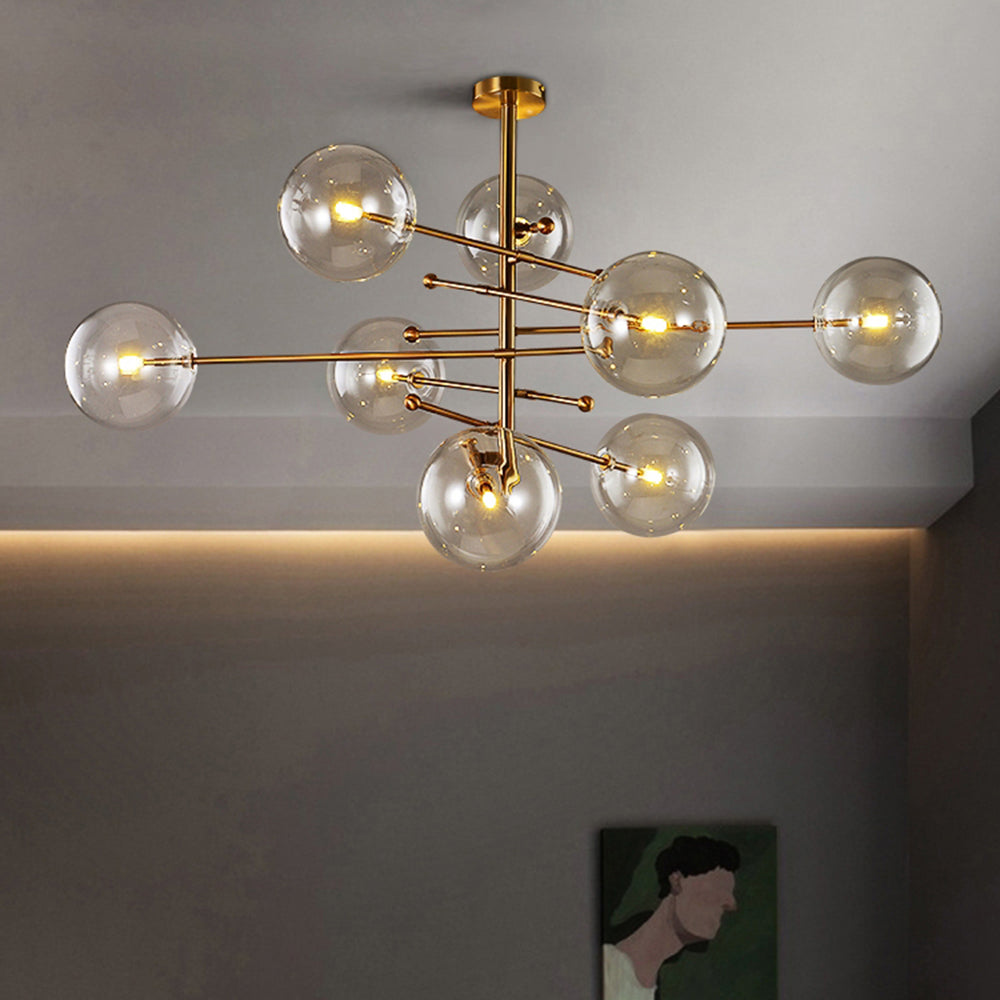 Hanglampen met Glazen Bollen Goud 6 of 8 Lichtpunten LED Inclusief Woonkamer Slaapkamer Eetkamer Design | Sulvida