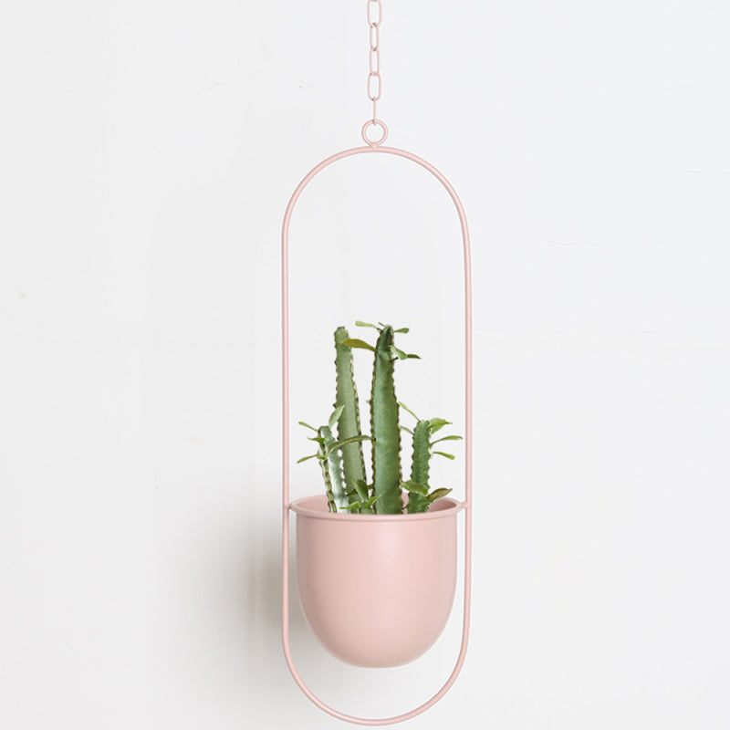Geometrische Hangende Plantenpot IJzer Modern Goud Zwart Grijs Roze Groen Wit Cirkel Ovaal Kruidenhouder | Sulvida