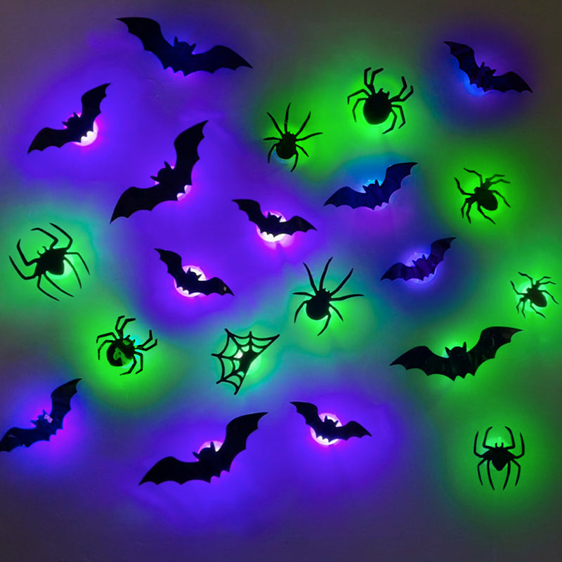 Lichtgevende 3D Vleermuisstickers met LED Verlichting Wanddecoratie Halloween Feest Decoratie Binnen Buiten | Sulvida