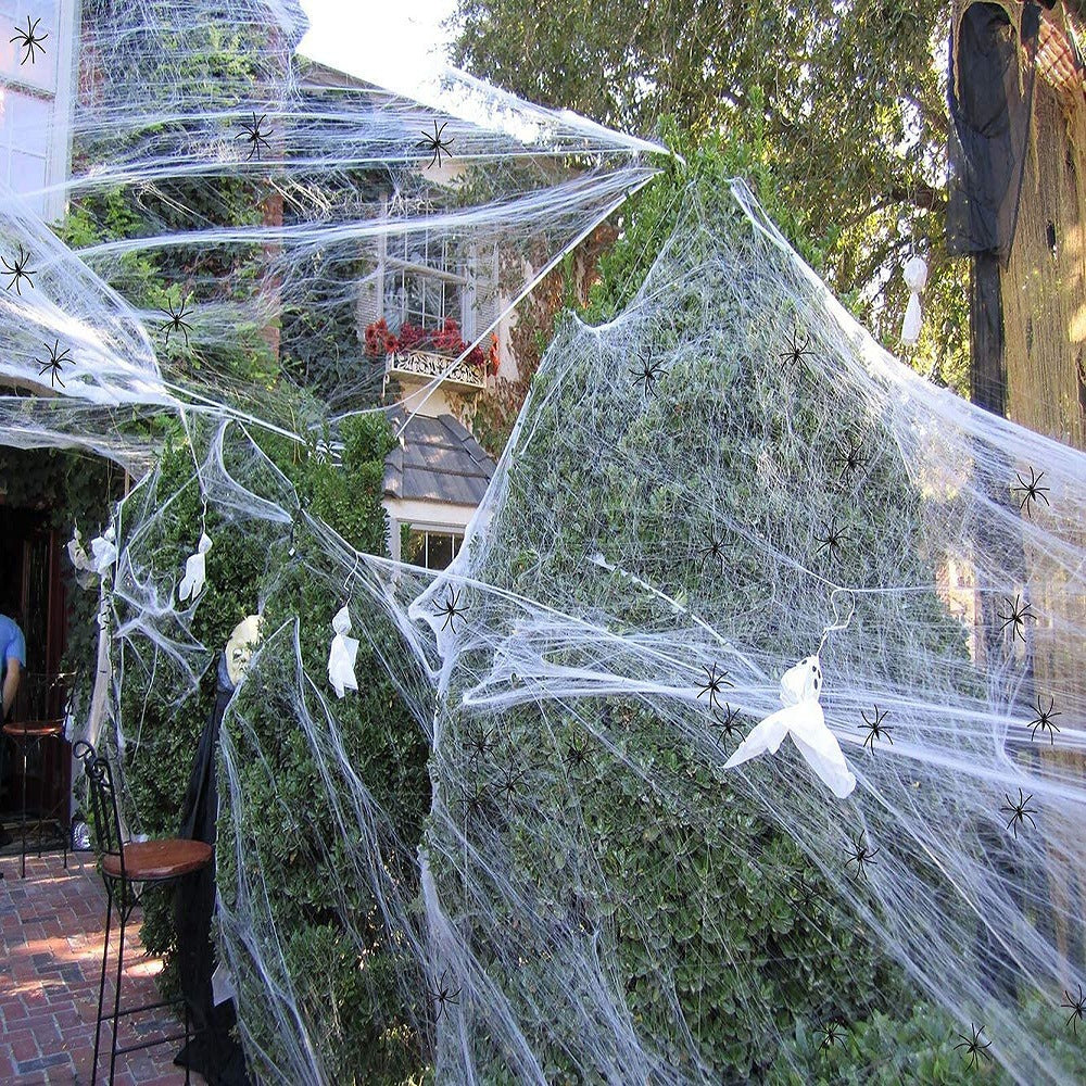 Rekbaar Spinnenwebdecor Wit – Kunstmatig Spinnenweb voor Halloween Decoratie Feest en Huisaccessoires | Sulvida