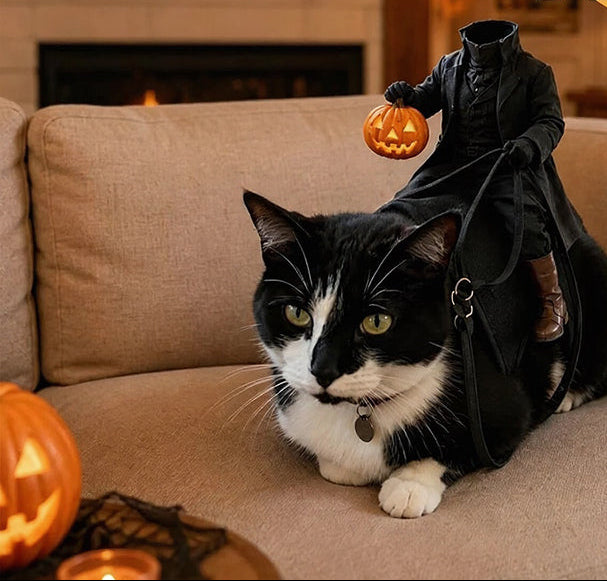 Hoofdloze Ridder Hondenpak met Pompoenlantaarn Halloween Huisdierkostuum Grappig Outfit Kat Hond Feestkleding | Sulvida