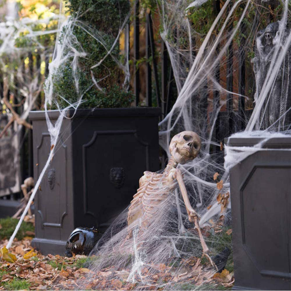 Rekbaar Spinnenwebdecor Wit – Kunstmatig Spinnenweb voor Halloween Decoratie Feest en Huisaccessoires | Sulvida